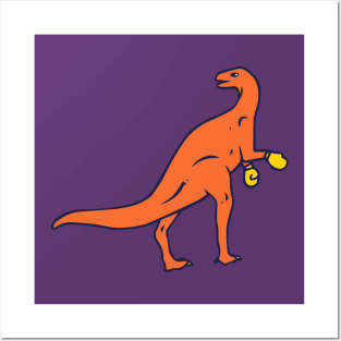 orange dinosaur boxer Posters and Art